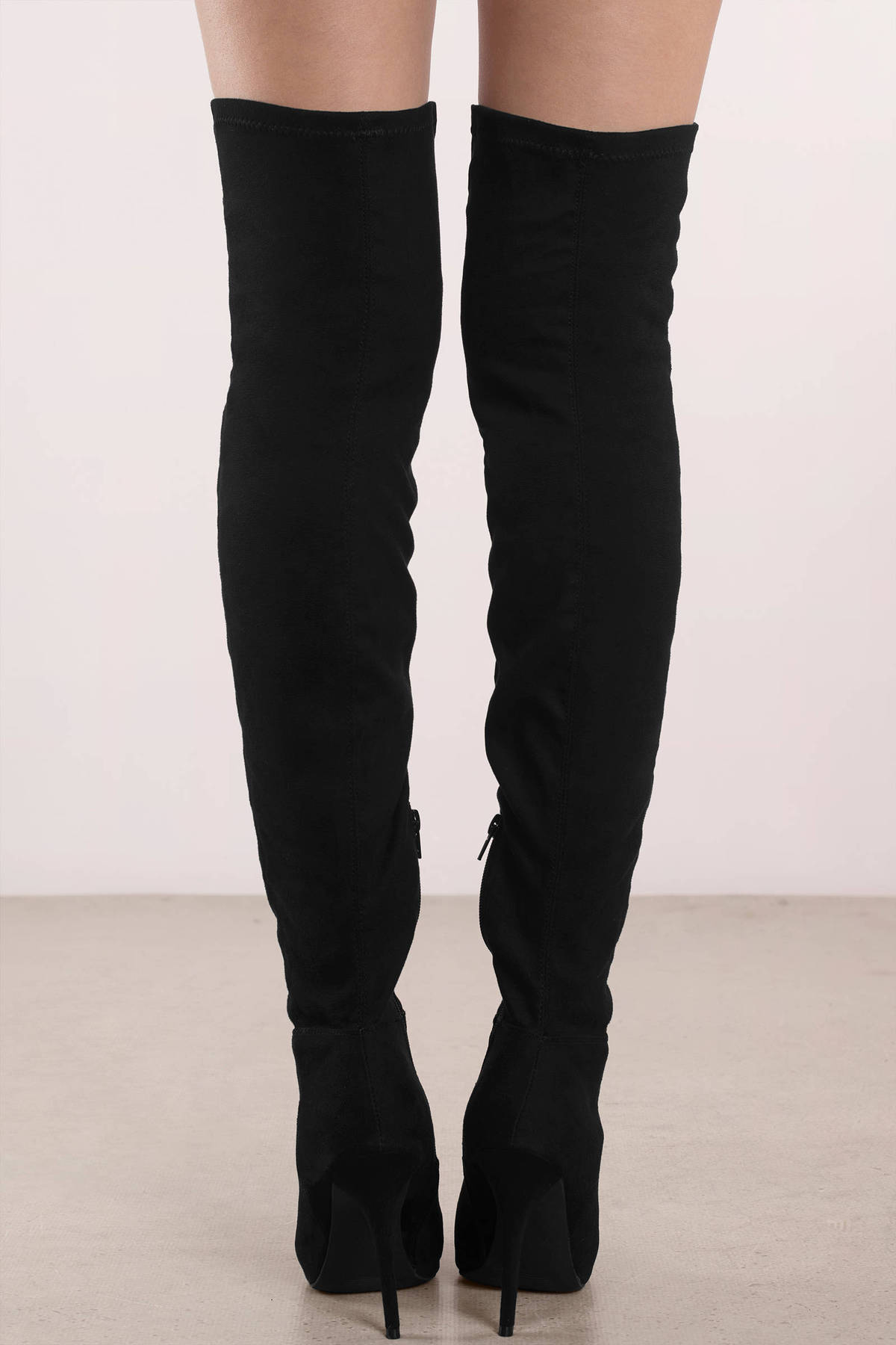 Made For Walking Faux Suede Thigh High Boots in Black - $34 | Tobi US