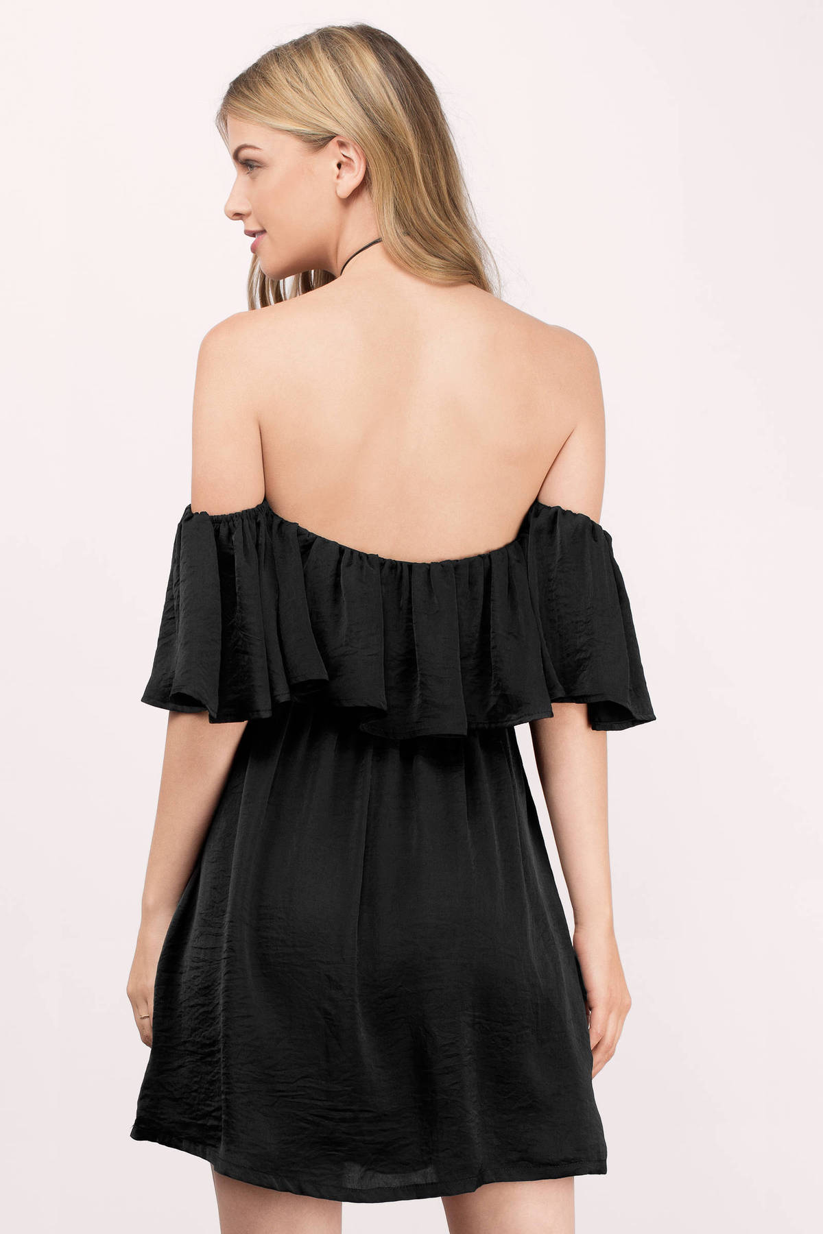 Midnight Off Shoulder Shift Dress in Black - $17 | Tobi US