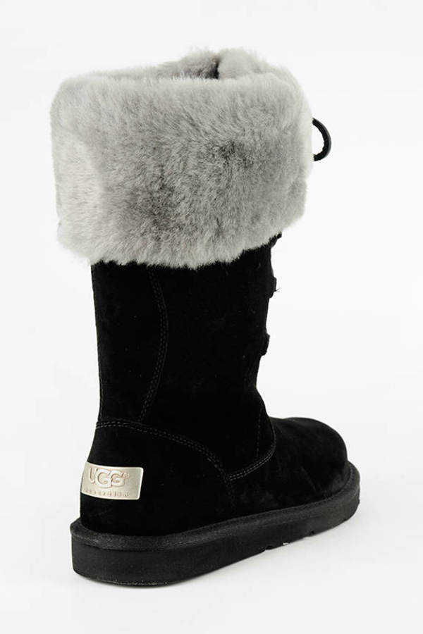 black furry ugg boots