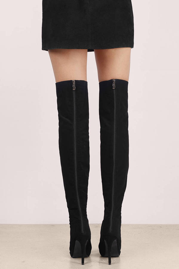 black tie up thigh high boots