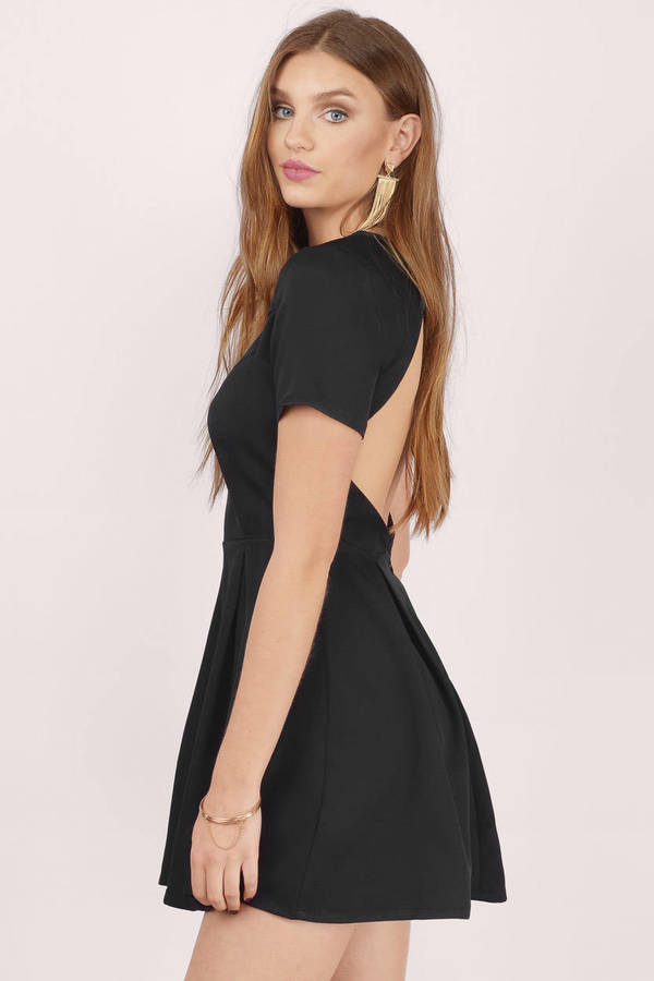 Sexy Black Skater Dress - Backless Dress - Skater Dress - $24 | Tobi US
