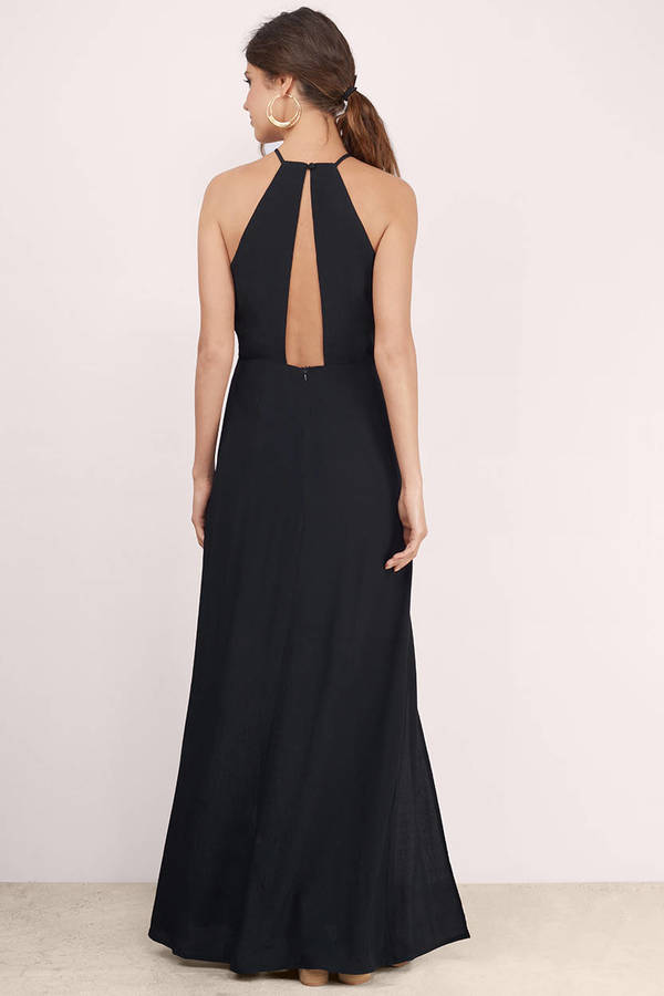 Trendy Black Dress - Side Slit Dress - Full Dress - Maxi Dress - $21 ...