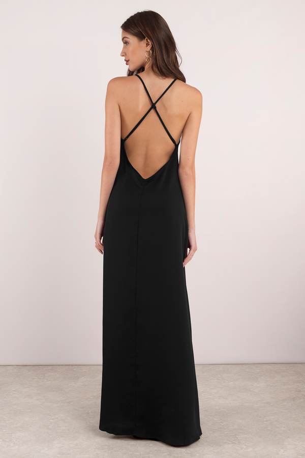 Cute Black Dress - Open Back Dress - High Slit Dress - $44 | Tobi US