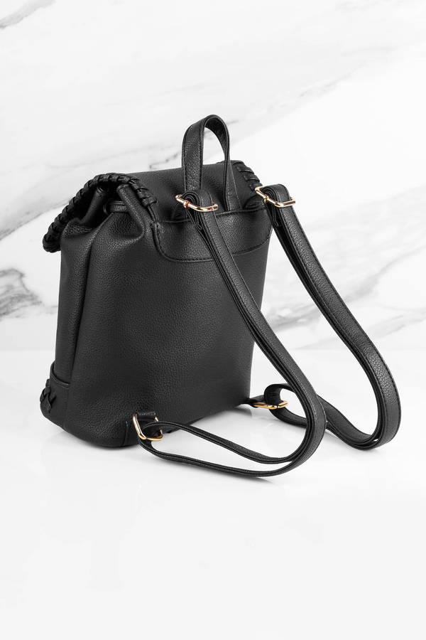 Shelly Black Laced Faux Leather Backpack - $58 | Tobi US