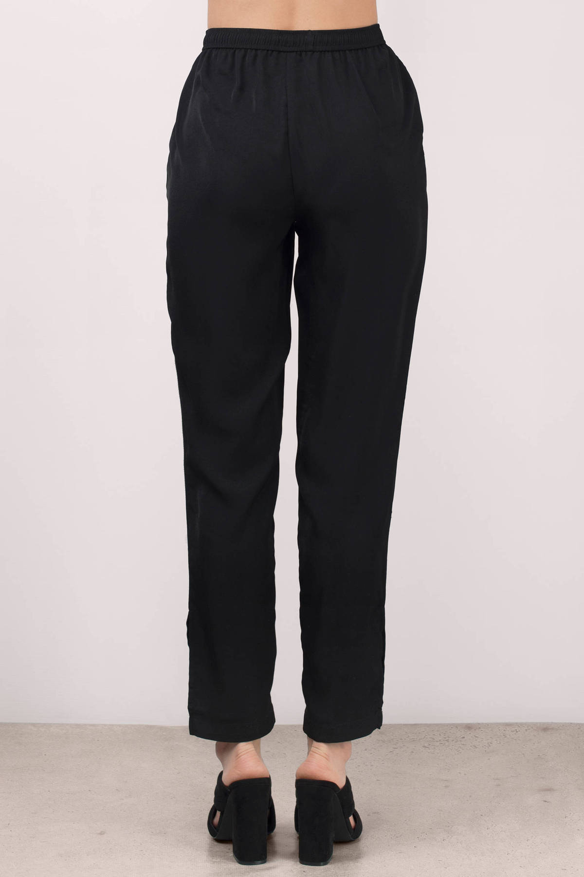 black pants with white stripe on side