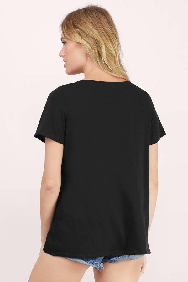 Cute Black Tee Shirt - Oversized Tee Shirt - Black Tees - $30 | Tobi US