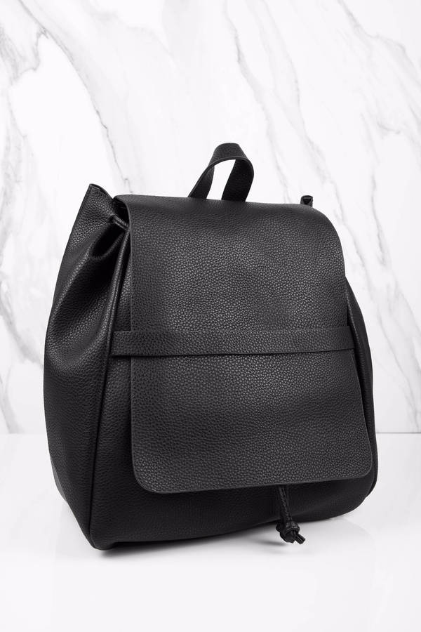 Trust Nobody Black Faux Leather Bucket Backpack - $58 | Tobi US