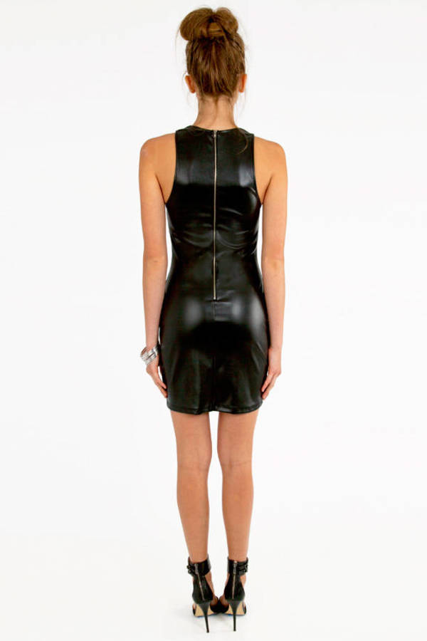 Racetrack Leather Dress in Black & White - $25 | Tobi US