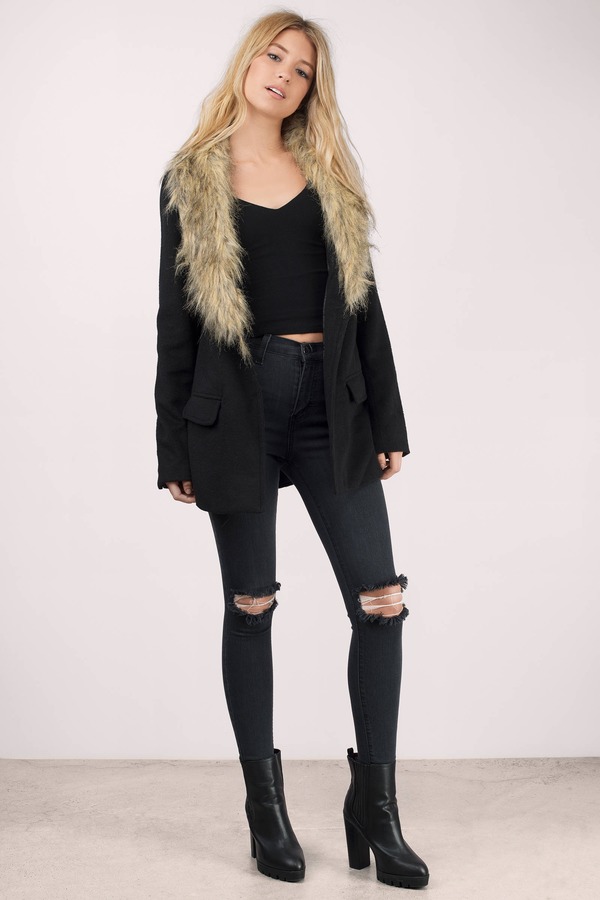 Trendy Black Coat - Black Coat - Faux Fur Coat - Black Coat - $34 | Tobi US