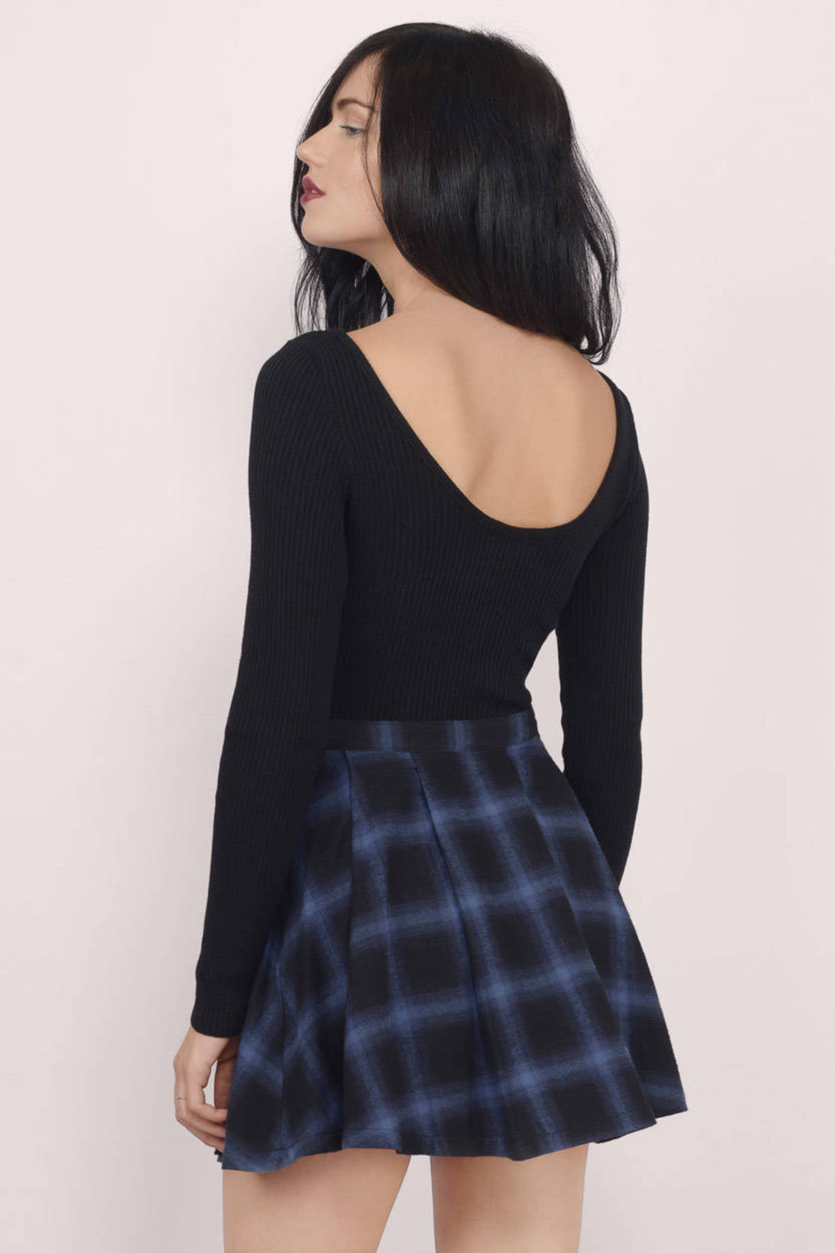 School Night Pleated Mini Skirt in Blue & Black - $42 | Tobi US
