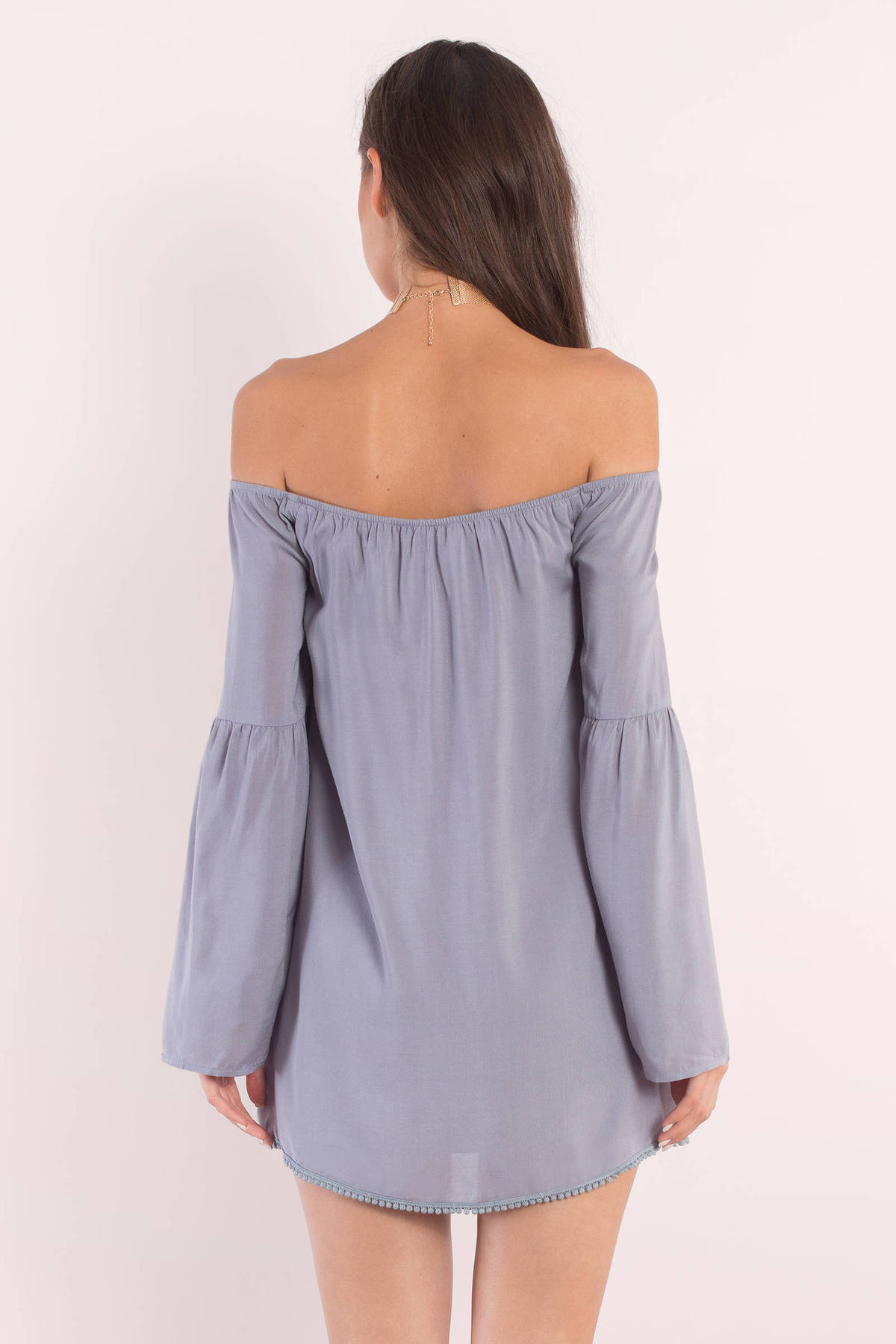 Cindy Off Shoulder Shift Dress in Blue - $68 | Tobi US