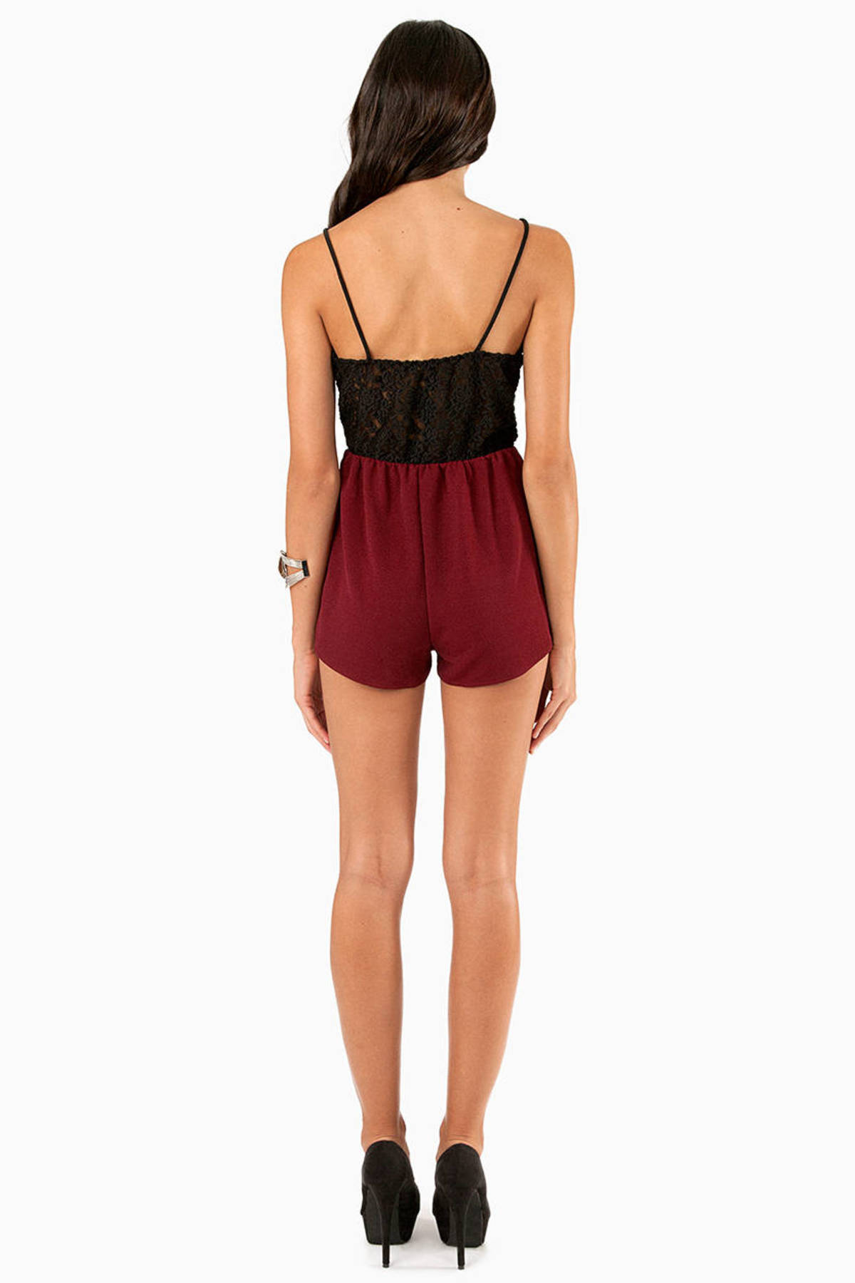 burgundy romper