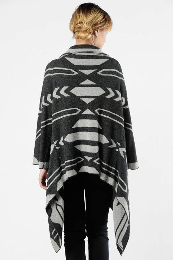 Reversible Navajo Sweater Jacket in Charcoal and Grey - $222 | Tobi US