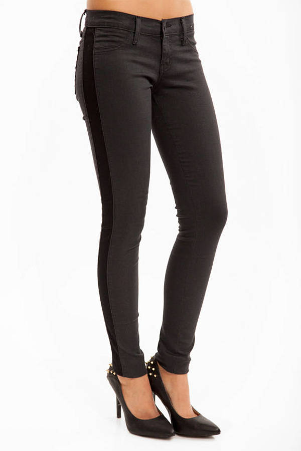 Tuxedo Stripe Skinny Jeans in Charcoal - $30 | Tobi US