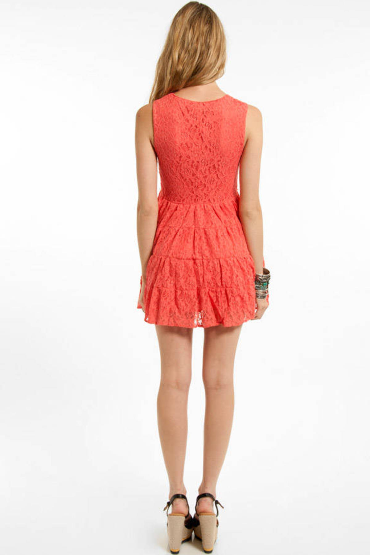 Lacey Sunday Belted Dress in Coral - $15 | Tobi US