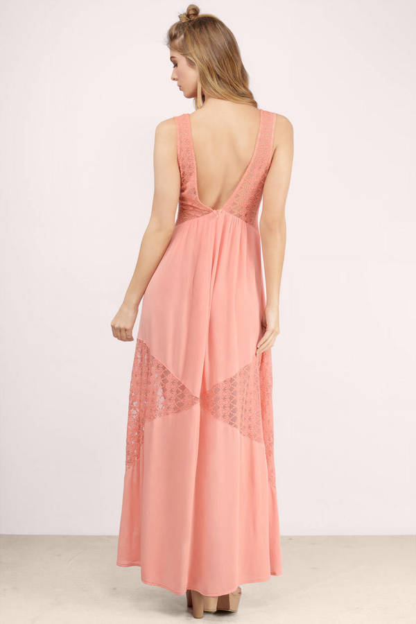 Trendy Coral Maxi Dress - Orange Dress - Lace Dress - Maxi Dress - $12 ...