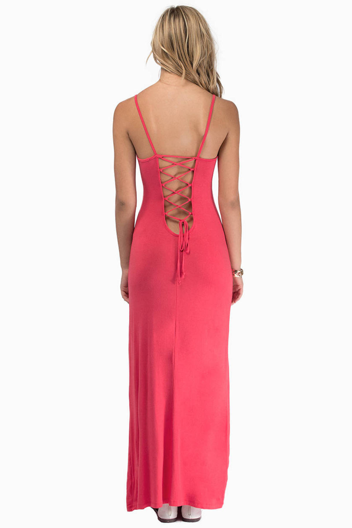 Tightened Maxi Dress In Coral 12 Tobi Us 3135