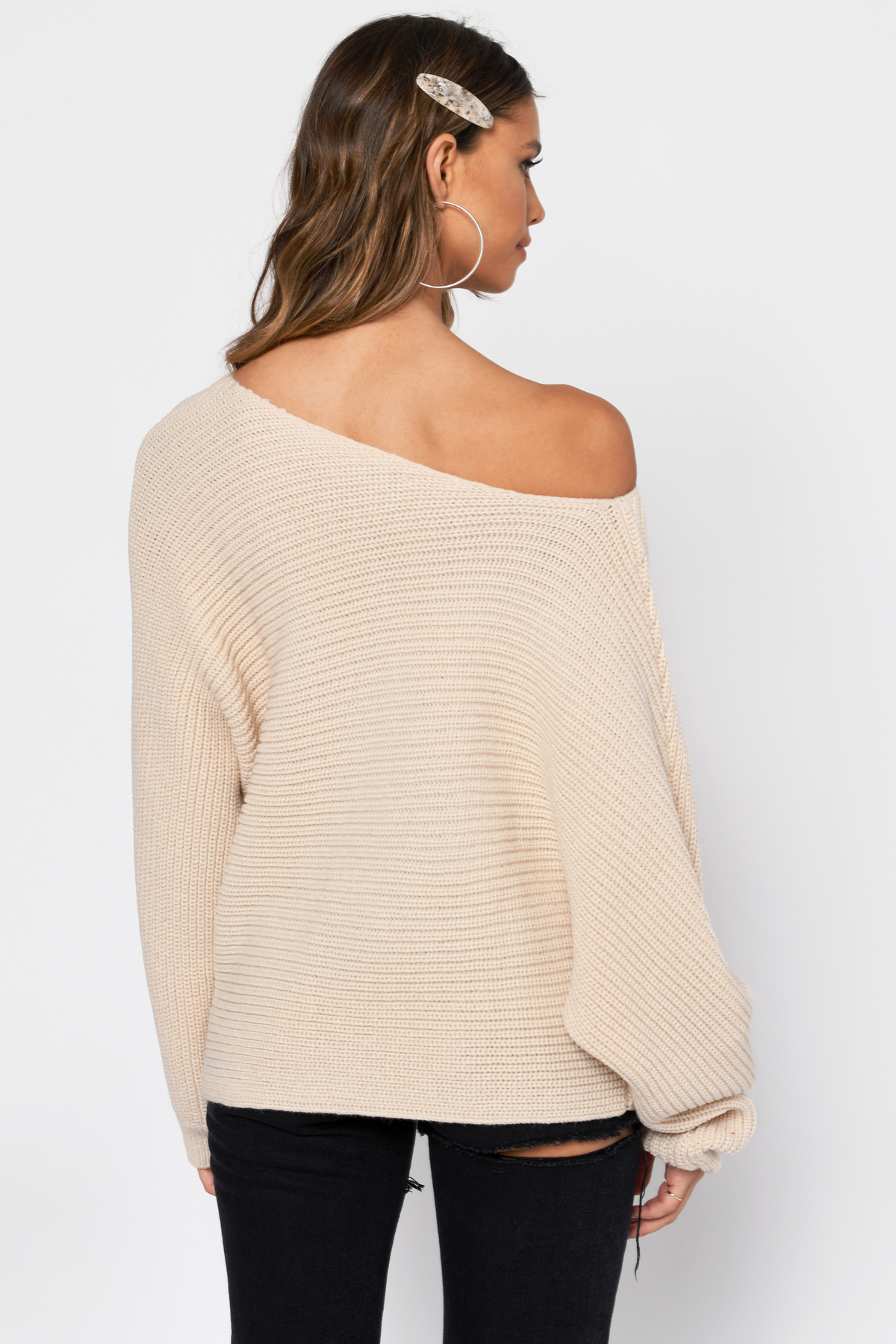 Time Will Tell Asymmetrical Sweater in Cream - $92 | Tobi US