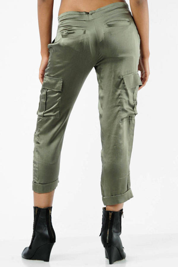 satin snap cargo pants