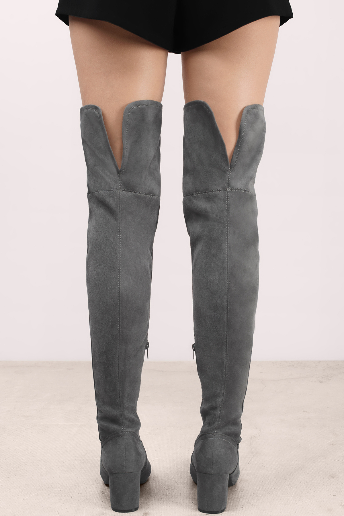 light gray thigh high boots