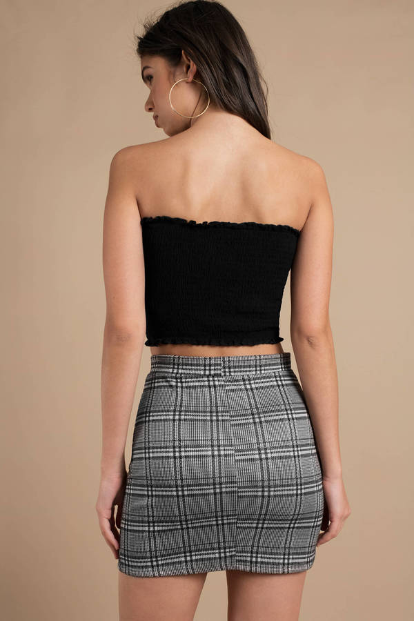 Illiana Grey Multi Side Slit Plaid Skirt - $24 | Tobi US