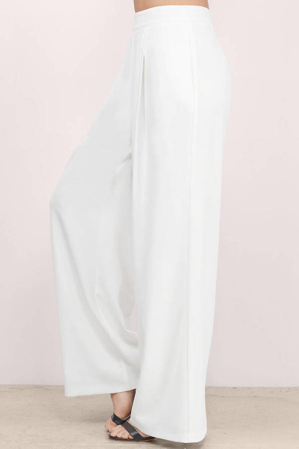 Trendy White Pants - High Waisted Pants - White Wide Leg Pants - $22 ...