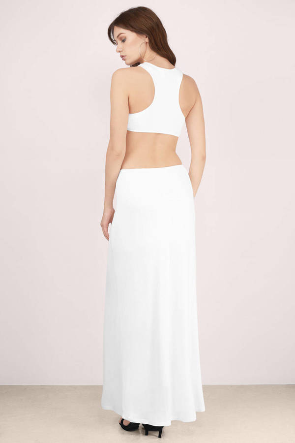 Trendy White Maxi Dress - Long Dress - Cut Out Dress - $8 | Tobi US
