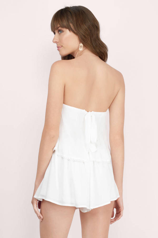 Ready To Rumble Ivory Strapless Two Piece Romper 14 Tobi Us 7379