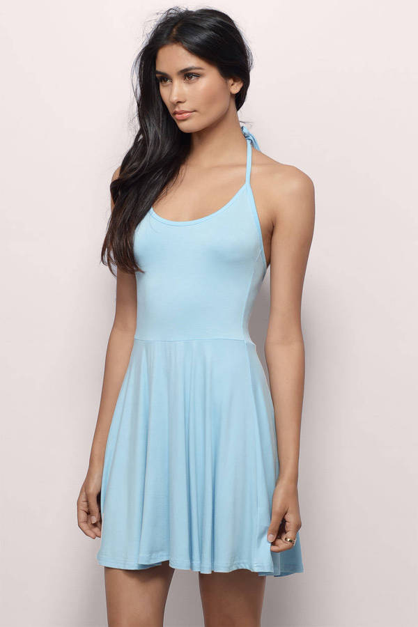 Light Blue Skater Dress - Halter Dress - Light Blue Cami Dress - $40 ...