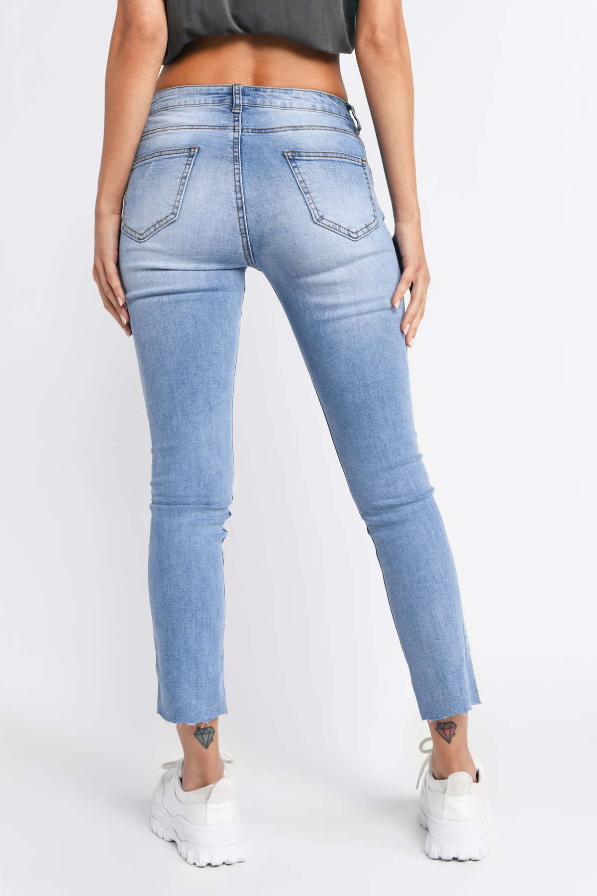 Jefferson Mid Rise Distressed Skinny Jeans in Light Wash - $27 | Tobi US