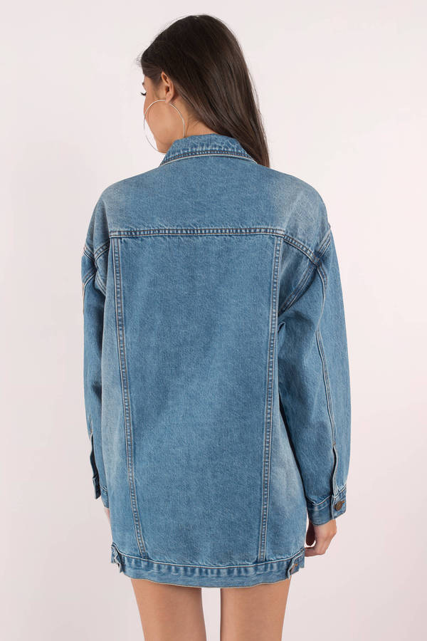 Cute Blue Denim Jacket - Oversized Jacket - Light Wash Denim Jacket ...