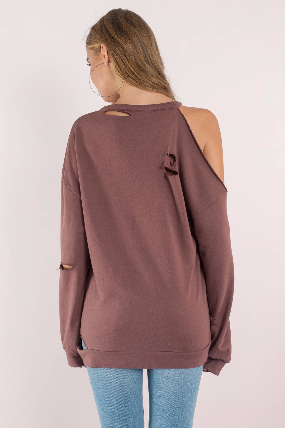 Trendy Black Hoodie - Cold Shoulder - Distressed Sweatshirt - $27 | Tobi US