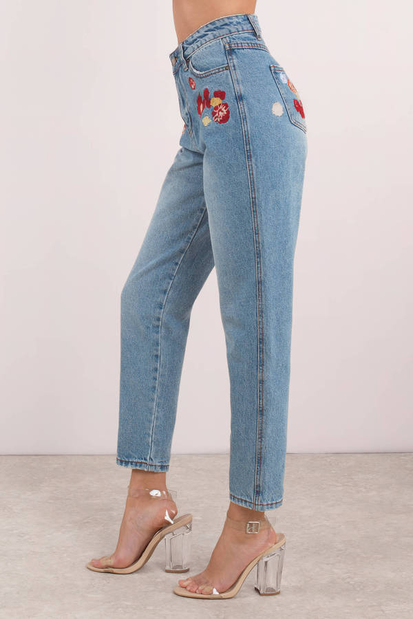 cheap embroidered jeans
