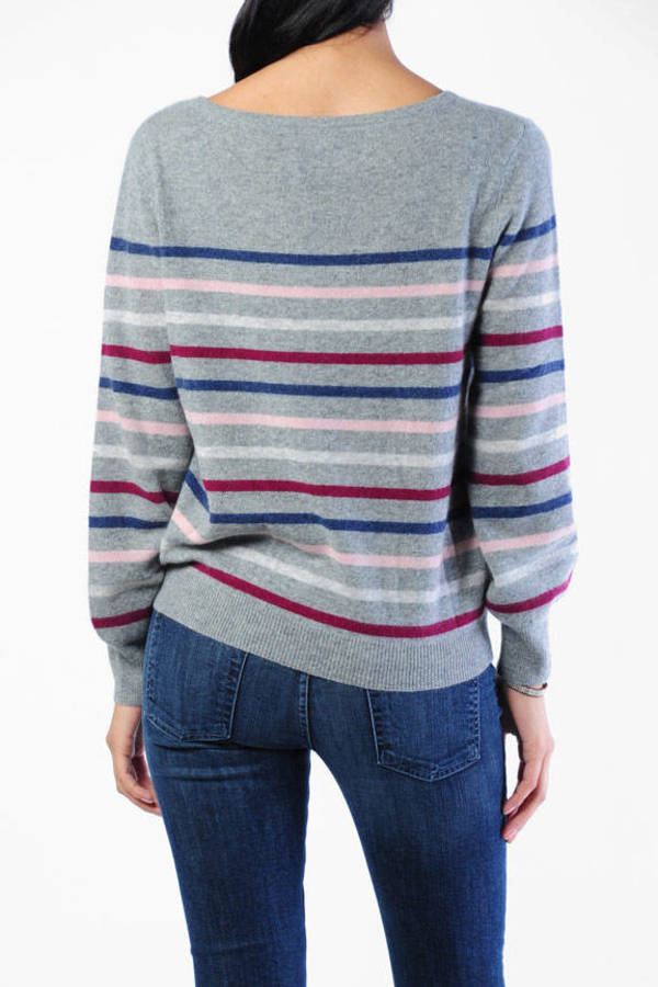 Cashmere Stripe Gathered Sweater in Multi - $172 | Tobi US