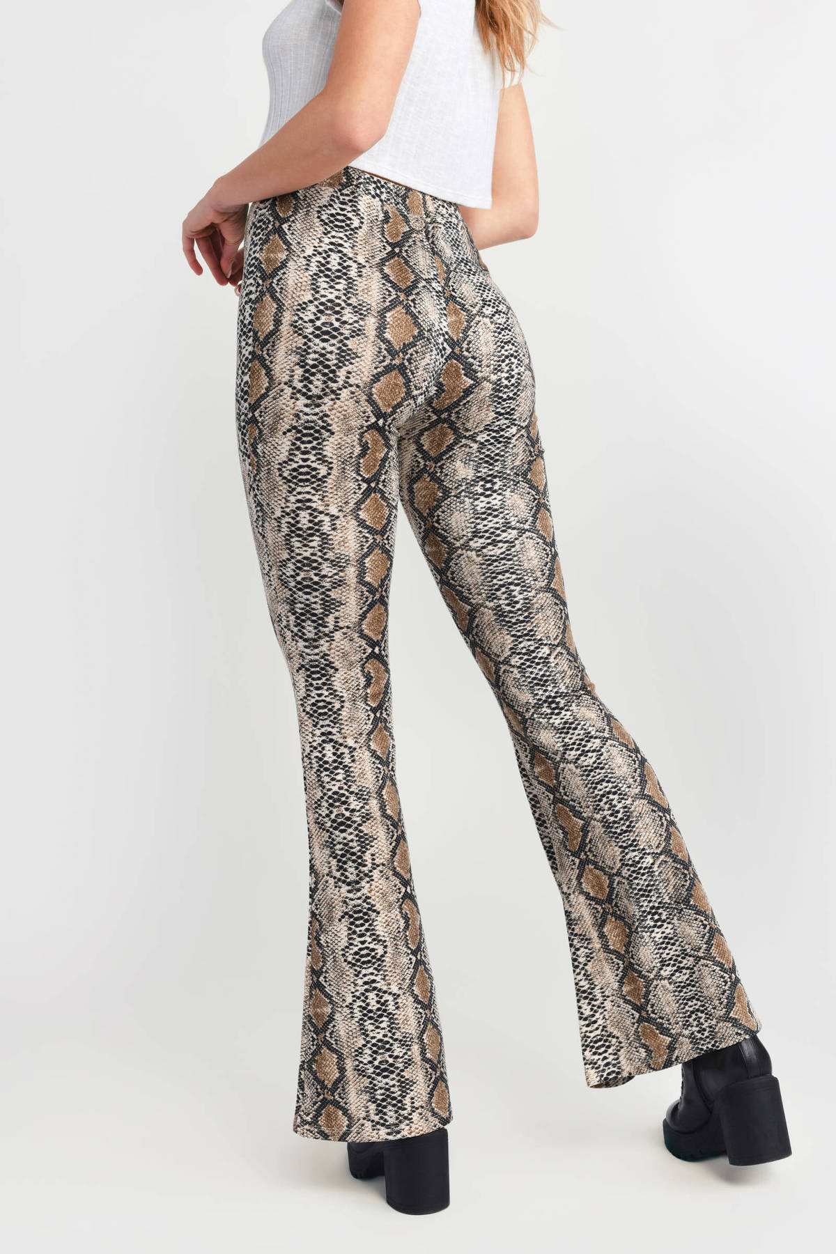 snake print bell bottoms