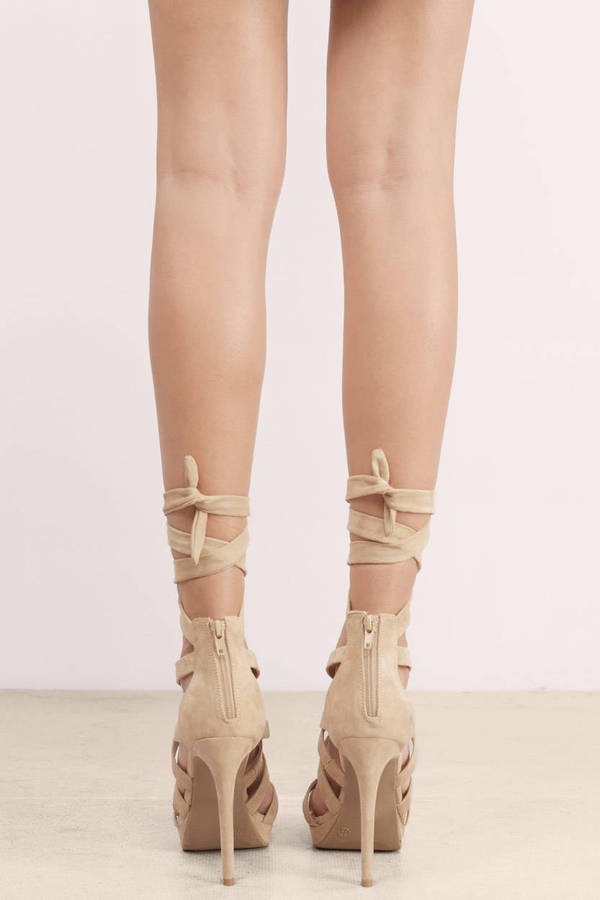 Cute Beige Heels - Criss Cross Heels - Beige Platform Heels - $66 | Tobi US