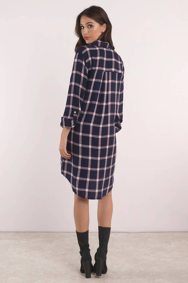 plaid button down dress