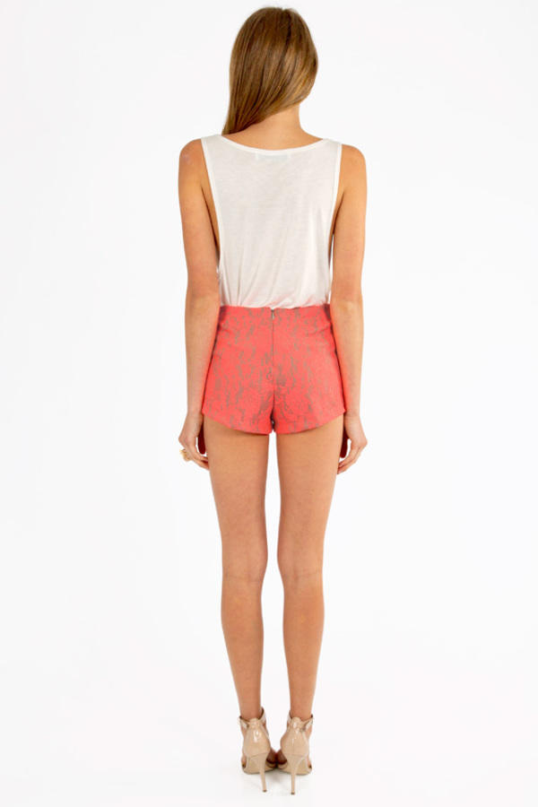 High Hopes Lace Shorts in Neon Coral & Taupe - $12 | Tobi US