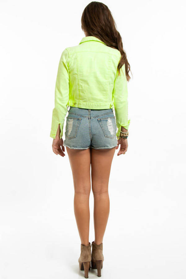 Colored Denim Jacket in Neon Lime - $62 | Tobi US