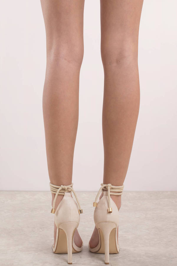 nude heels lace up