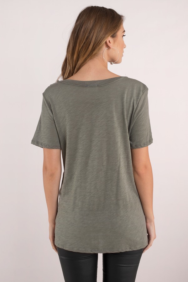 Cute Olive Top - Cut Out Top - Green Top - Olive Tee Shirt - $20 | Tobi US