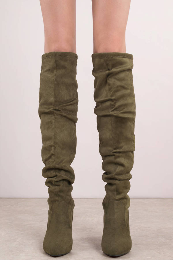 Olive Green Boots - Tall Vegan Boots 