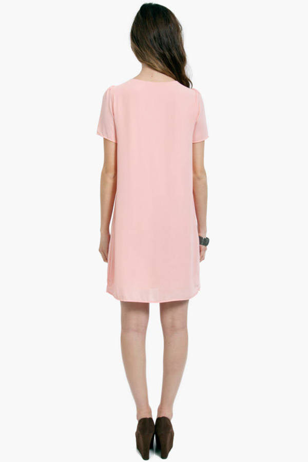 Pleat Guilty Shift Dress in Pink - $52 | Tobi US