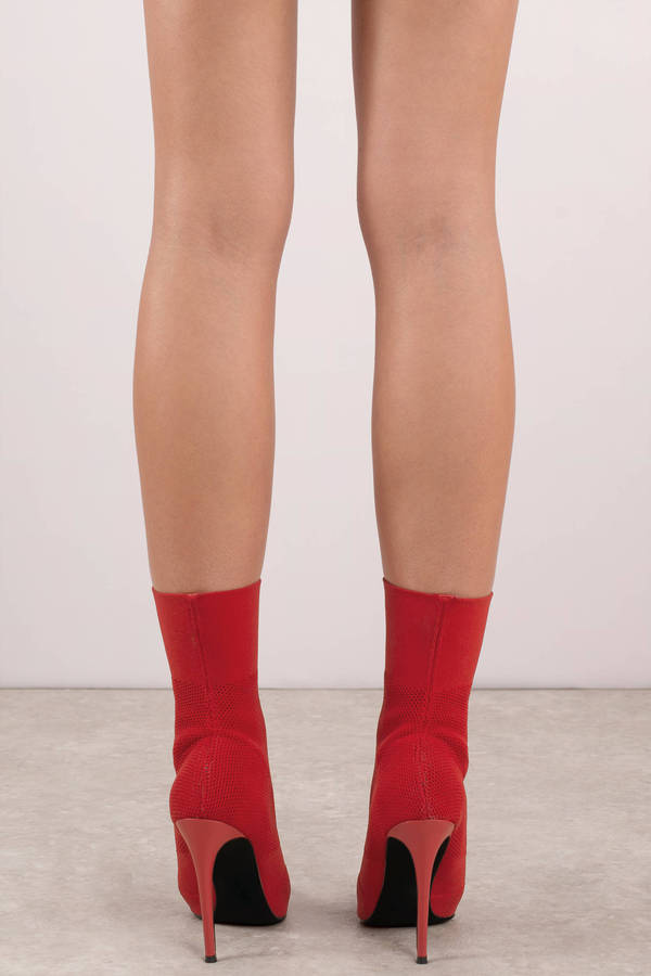 Red Steve Madden Boots - High Heel Stiletto Boots - Red Sock Booties ...