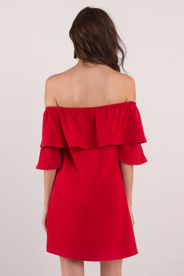 Show Off Shoulder Dress in Red - $62 | Tobi US