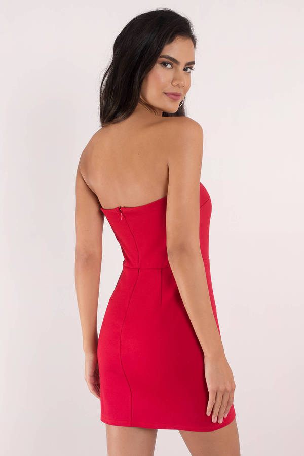 Cute Dress - Strapless Dress - Open Back - Red Bodycon Dress - $31 ...