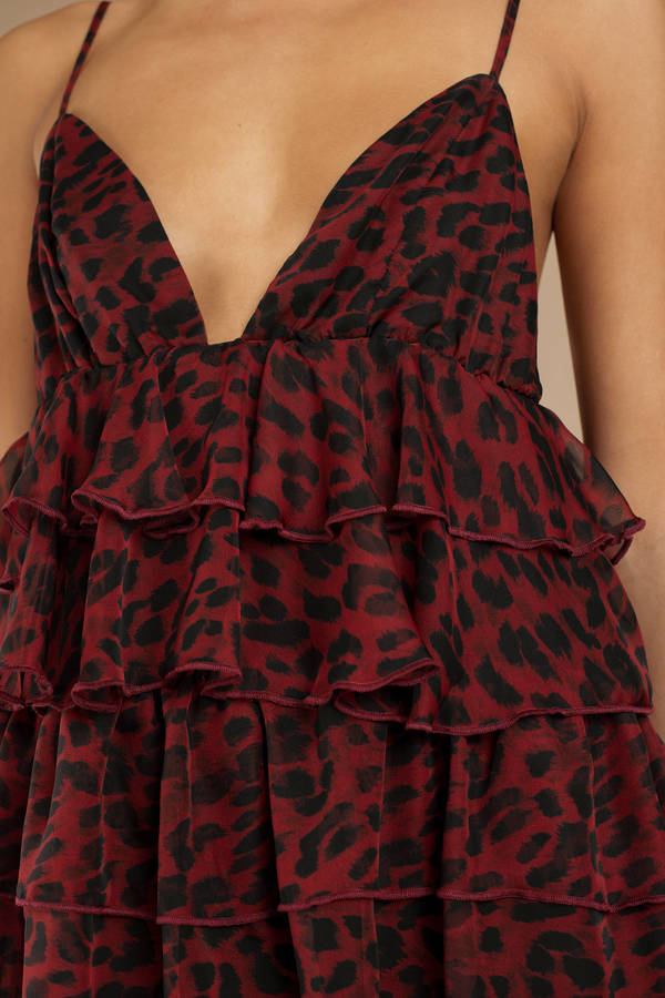 tommy red ruffle leopard dress
