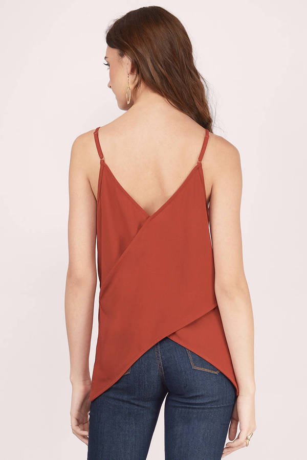 Cheap Rust Tank Top - Red Top - Gauze Top - Rust Tank - $40 | Tobi US