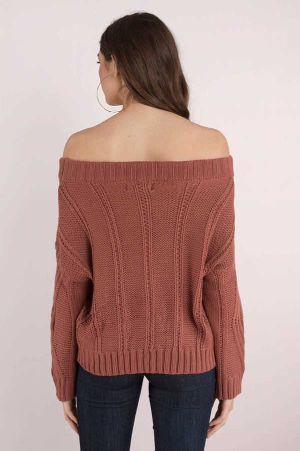 rust off the shoulder sweater