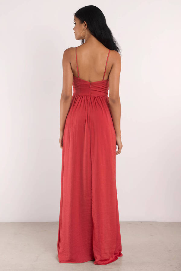 Sexy Maxi Dress - Lace Up Dress - Elegant Red Dress - Red Maxi Dress ...